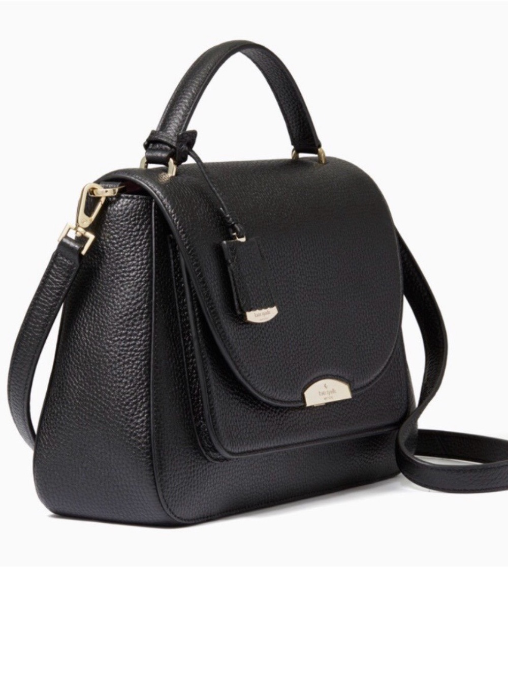 kate spade Black Pebbled Genuine Leather Crossbody Satchel with Gold Hardware - Picture 3 of 14